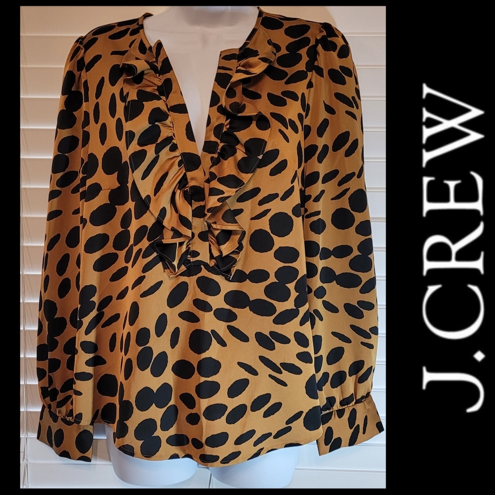 J. Crew Ruffle Long Sleeve Blouse